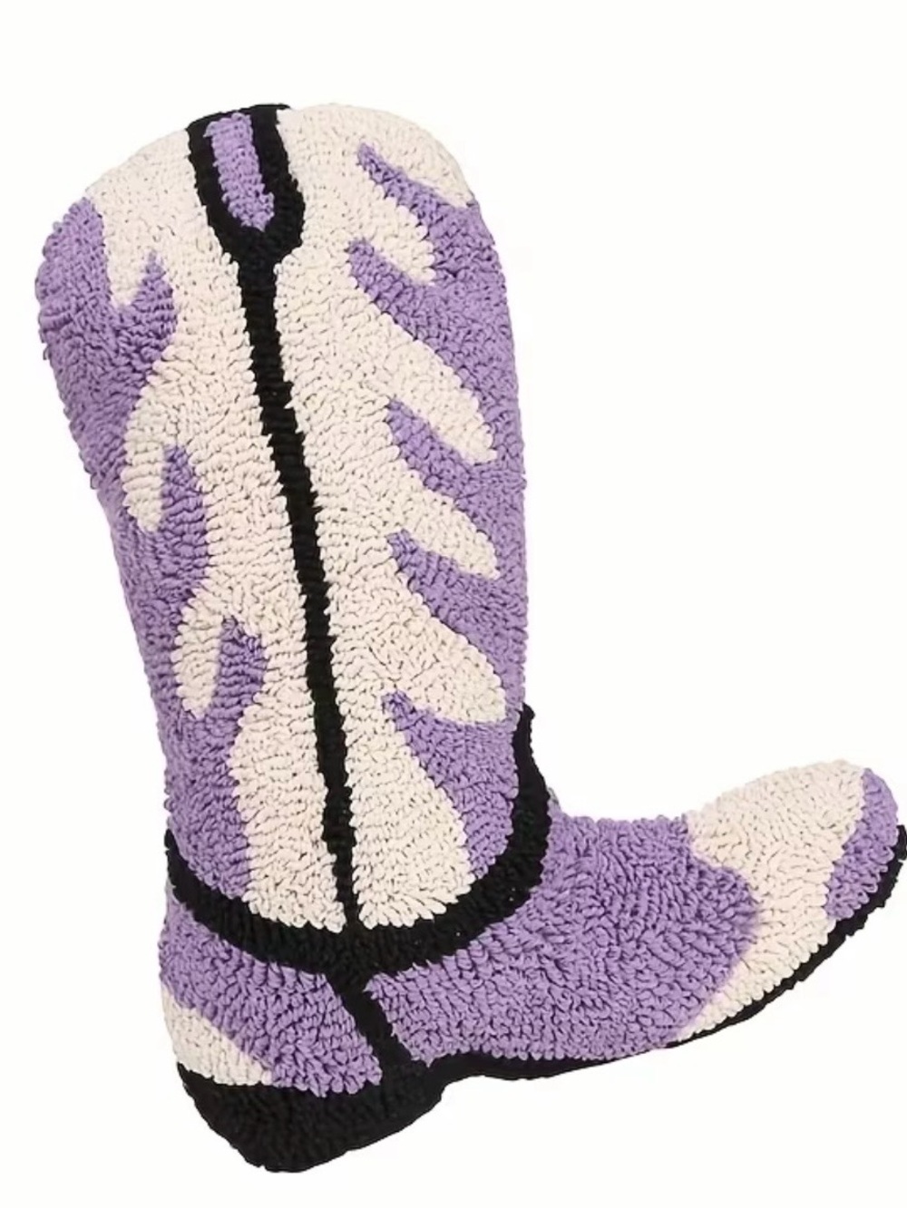 NWOT Purple & Cream Cowboy Boot Pillow,